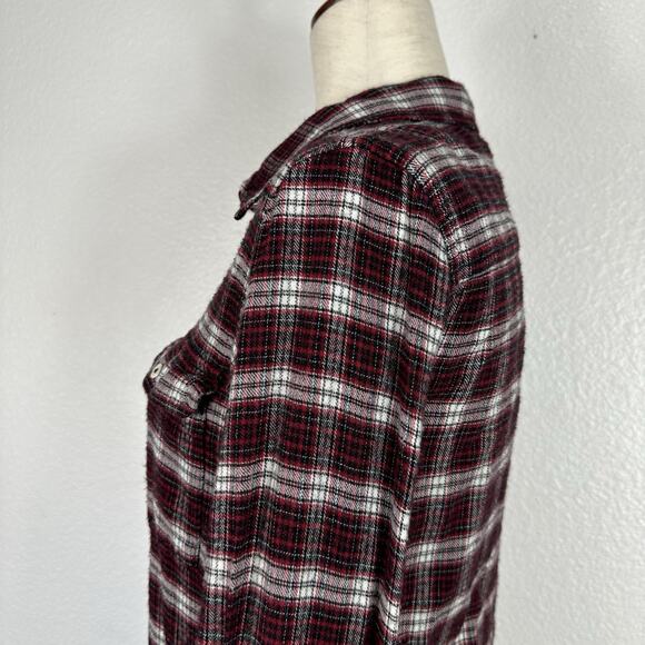 Paige Top Women Small Red Black Plaid Western Indie Grunge Boyfriend Shirt Soft - Picture 6 of 12